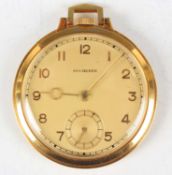 A Bucherer 18ct gold cased keyless wind open-faced gentleman's dress pocket watch with Rolex