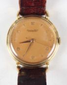 An International Watch Co 18K gold circular cased gentleman's wristwatch, the signed and jewelled