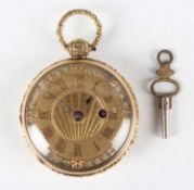 A George III 18ct gold cased keywind open-faced gentleman's pocket watch with fusee movement and
