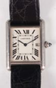 A Cartier Tank Louis Cartier 18ct white gold rectangular cased gentleman's wristwatch, Ref. 2678,