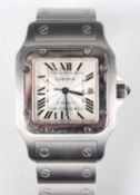 A Cartier Santos Automatic stainless steel gentleman's bracelet wristwatch, Ref. 2319, the signed