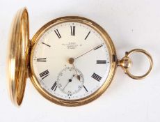 A Victorian 18ct gold hunting cased keywind gentleman's pocket watch, the gilt movement signed 'Dent
