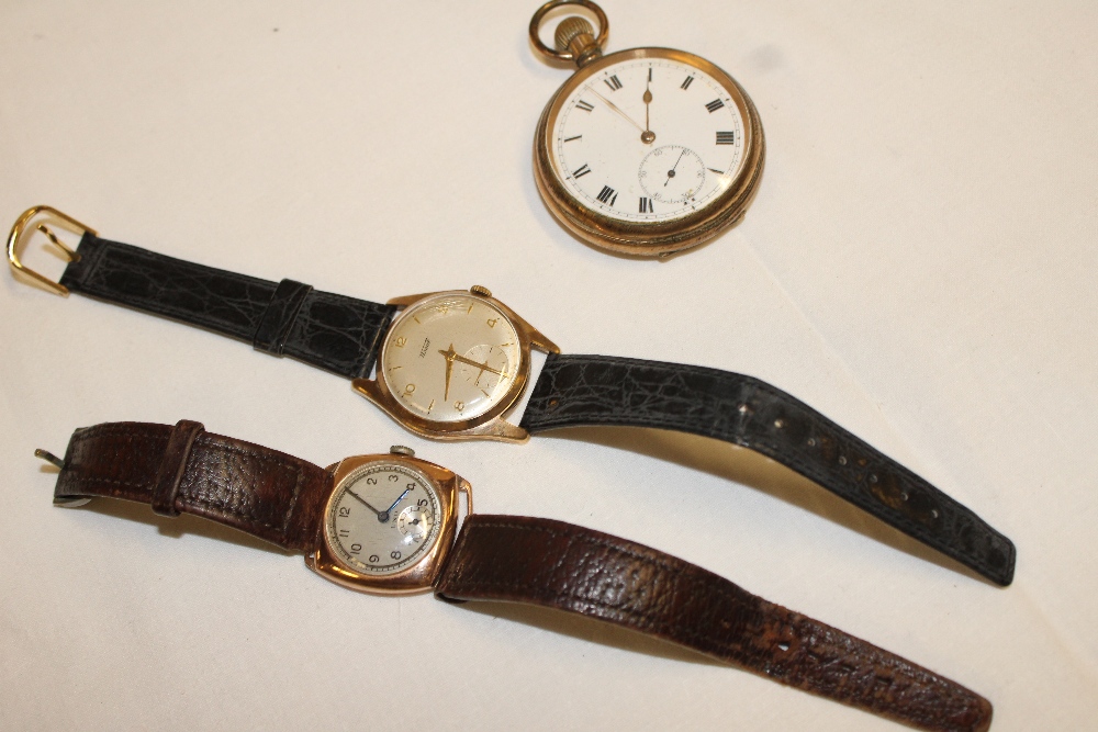 A gentleman's 9ct gold wrist watch by Tissot with leather strap,