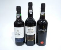 Dow's Trademark Finest Reserve Port. Ruby Port Selected by Tesco. J H Andresen Vintage Port,