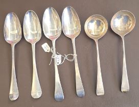 A pair of Georgian silver ladles, one with incomplete HM the other HM almost obliterated, the