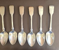 Six fiddle pattern 22cm, Georgian silver spoons, weight approximately 463gms