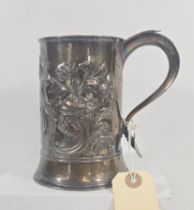 A silver prize tankard from Fulbourne Agricultural Show 1863 for Prize Ewe Lambs, with foliate