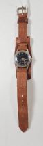 A WW2 period NIMO ANTIMAGNETIC wristwatch, plated case, replated backplate stamped 331800, black-