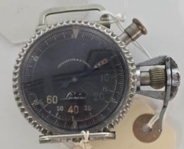 A rare WWII Regia Aeronautica (Italian Airforce) reversing stop watch by Leonidas, worn over