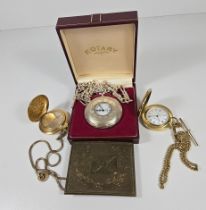A modern Swiss battery powered Rotary brand half hunter pocket watch, marked 925, complete with