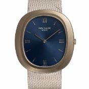 A GENTLEMAN'S 18K SOLID WHITE GOLD PATEK PHILIPPE GOLDEN ELLIPSE AUTOMATIC BRACELET WATCH CIRCA