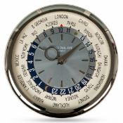 A VERY RARE WHITE METAL PATEK PHILIPPE WORLD TIME WALL CLOCK CIRCA 2000s, PRODUCED FOR PATEK