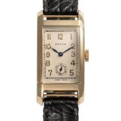 A GENTLEMAN'S SIZE 9CT SOLID GOLD ROLEX PRINCE ELEGANT CURVEX WRIST WATCH CIRCA 1930s, REF. 3059