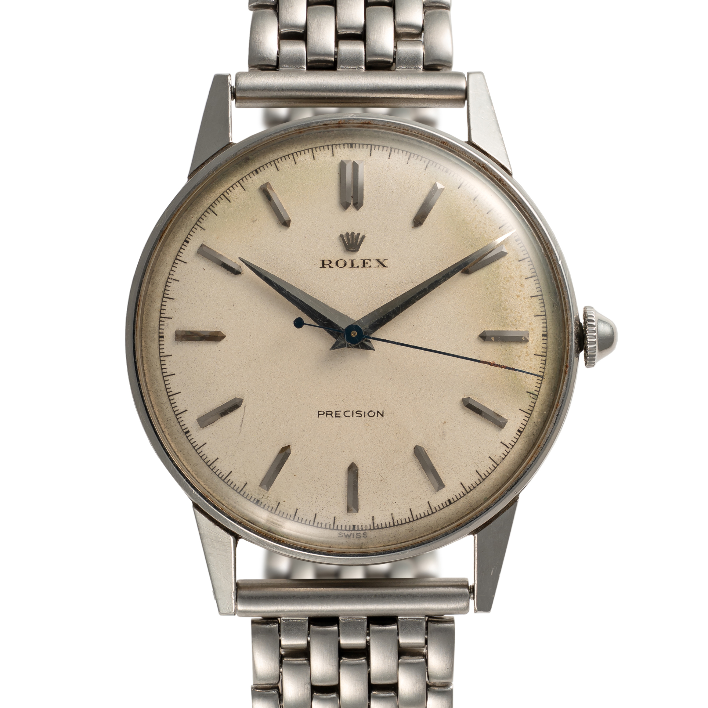 A RARE GENTLEMAN'S LARGE SIZE STAINLESS STEEL ROLEX PRECISION WRIST WATCH CIRCA 1950s, REF. 4363