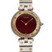 A LADY'S STEEL & GOLD CARTIER SANTOS VENDOME RONDE BRACELET WATCH CIRCA 1980s, REF. 81913 WITH