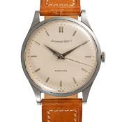 A GENTLEMAN'S LARGE SIZE STAINLESS STEEL IWC AUTOMATIC WRIST WATCH CIRCA 1950s Movement: 21J,