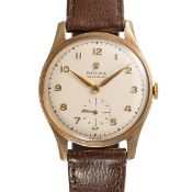 A GENTLEMAN'S SIZE 9CT SOLID GOLD ROLEX PRECISION WRIST WATCH CIRCA 1960, ACCOMPANIED BY ITS
