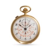 A FINE & RARE GENTLEMAN'S SIZE 18K SOLID GOLD OPEN FACE HENRY CAPT GENEVE SPLIT SECONDS