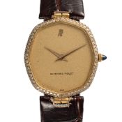 A FINE GENTLEMAN'S SIZE 18K SOLID GOLD & DIAMOND AUDEMARS PIGUET OCTAGONAL WRIST WATCH CIRCA