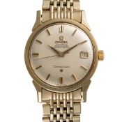 A GENTLEMAN'S SIZE STAINLESS STEEL & GOLD OMEGA CONSTELLATION DATE CHRONOMETER BRACELET WATCH