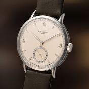 A VERY RARE GENTLEMAN'S LARGE SIZE STAINLESS STEEL PATEK PHILIPPE CALATRAVA WRIST WATCH DATED