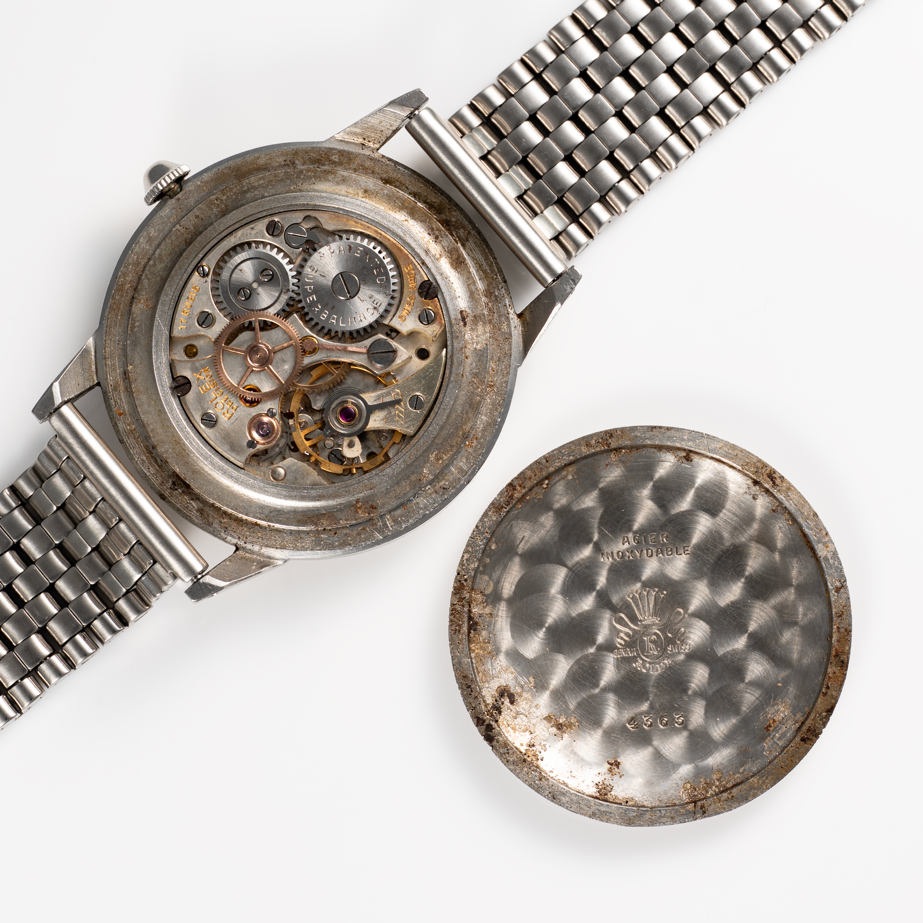 A RARE GENTLEMAN'S LARGE SIZE STAINLESS STEEL ROLEX PRECISION WRIST WATCH CIRCA 1950s, REF. 4363 - Image 8 of 9