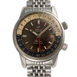 A GENTLEMAN'S STAINLESS STEEL ENICAR SHERPA SUPER JET GMT BRACELET WATCH CIRCA 1960s, REF. 166-35-04