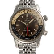 A GENTLEMAN'S STAINLESS STEEL ENICAR SHERPA SUPER JET GMT BRACELET WATCH CIRCA 1960s, REF. 166-35-04