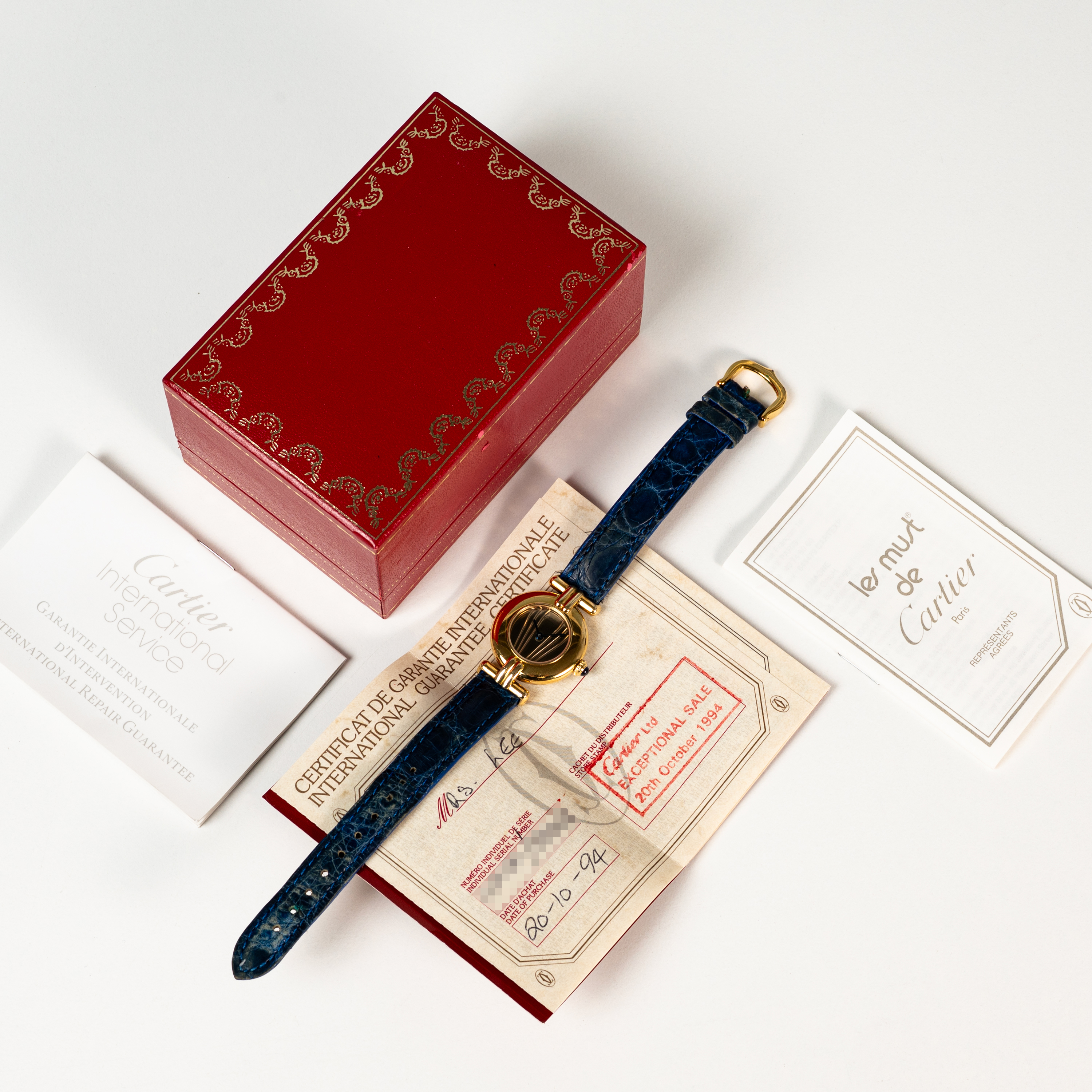 A LADIES SOLID SILVER GILT MUST DE CARTIER COLISEE WRIST WATCH CIRCA 1990s, REF. 590002  ACCOMPANIED - Image 8 of 8