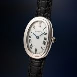 A RARE 18K SOLID WHITE GOLD CARTIER BAIGNOIRE WRIST WATCH CIRCA 1980, REF. 78094 WITH ORIGINAL PARIS
