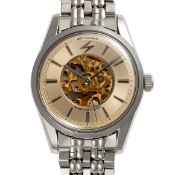 A RARE GENTLEMAN'S SIZE STAINLESS STEEL WITTNAUER ELECTRO-CHON ELECTRONIC BRACELET WATCH CIRCA