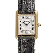 A RARE GENTLEMAN'S SIZE 18K SOLID GOLD CARTIER LONDON TANK WRIST WATCH DATED 1973 FROM THE LONDON