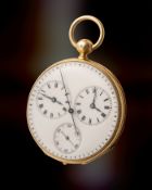 AN EXTREMELY RARE 18K SOLID GOLD FD CARTIER TWO TIME ZONE POCKET WATCH CIRCA 1853, TWO WINDING