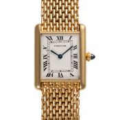 A GENTLEMAN'S SIZE 18K SOLID YELLOW GOLD CARTIER TANK LOUIS BRACELET WATCH CIRCA 1980s, REF. 78086