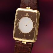 A FINE GENTLEMAN'S SIZE 18K SOLID GOLD OMEGA LA MAGIQUE MYSTERY DIAL WRIST WATCH CIRCA 1982, REF. BA