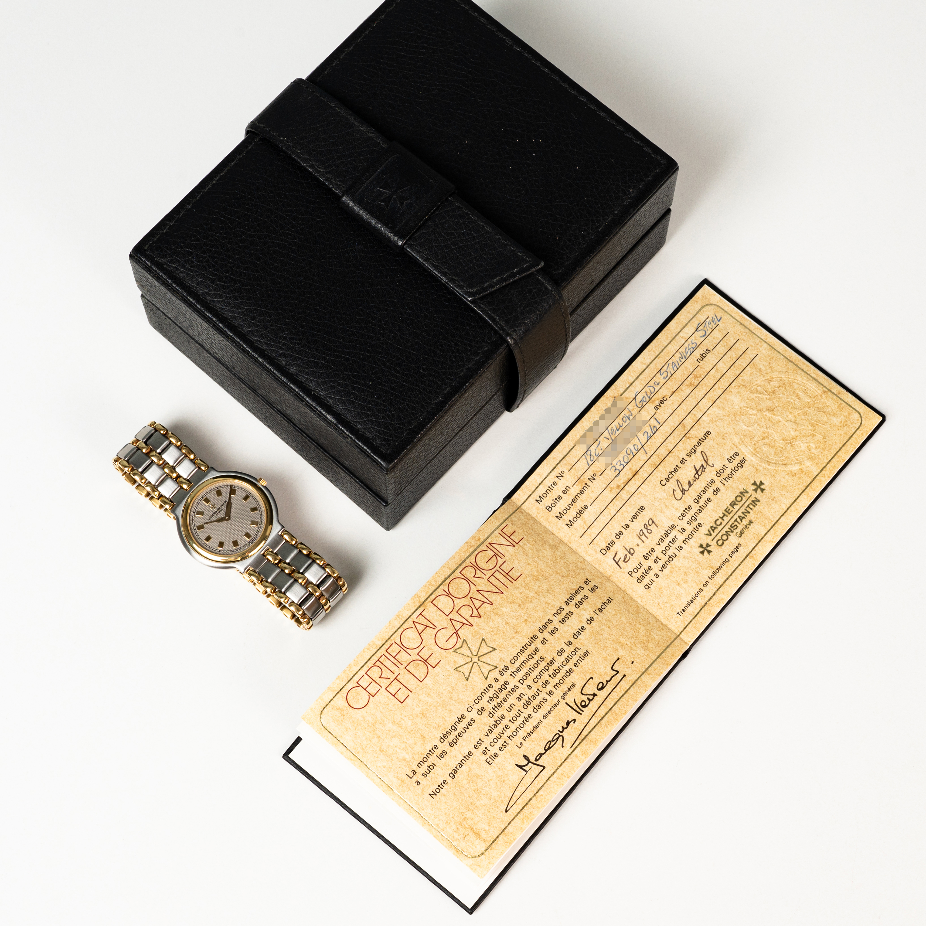 A RARE GENTLEMAN'S SIZE STEEL & SOLID GOLD VACHERON CONSTANTIN PATRIMONY ULTRA THIN BRACELET WATCH - Image 10 of 10