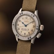 A RARE GENTLEMAN'S SIZE STAINLESS STEEL BRITISH MILITARY RAF ZENITH WEEMS AIR MINISTRY PILOTS