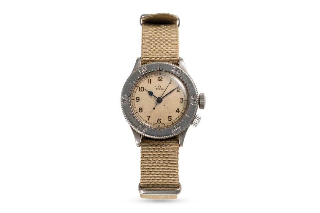 A RARE GENTLEMAN'S SIZE STAINLESS STEEL BRITISH MILITARY RAF OMEGA WEEMS AIR MINISTRY PILOTS WRIST - Image 3 of 9