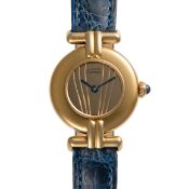 A LADIES SOLID SILVER GILT MUST DE CARTIER COLISEE WRIST WATCH CIRCA 1990s, REF. 590002  ACCOMPANIED