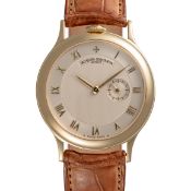 A FINE GENTLEMAN'S SIZE 18K SOLID YELLOW GOLD VACHERON CONSTANTIN HISTORIQUES TOP WIND WRIST WATCH