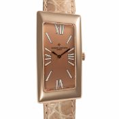 AN 18K SOLID ROSE GOLD VACHERON CONSTANTIN 1972 ASYMMETRIC WRIST WATCH DATED 2005, REF. 25010