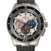 A GENTLEMAN'S SIZE STAINLESS STEEL ZENITH STRATOS EL PRIMERO 1/10TH OF A SECOND FLYBACK