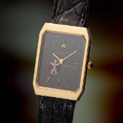 AN EXTREMELY RARE GENTLEMAN'S SIZE 18K SOLID YELLOW GOLD & ONYX VACHERON CONSTANTIN WRIST WATCH