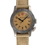 A RARE GENTLEMAN'S SIZE STAINLESS STEEL BRITISH MILITARY RAF LECOULTRE WEEMS AIR MINISTRY PILOTS