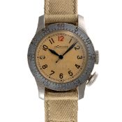 A RARE GENTLEMAN'S SIZE STAINLESS STEEL BRITISH MILITARY RAF LECOULTRE WEEMS AIR MINISTRY PILOTS