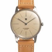 A GENTLEMAN'S SIZE STAINLESS STEEL UNIVERSAL GENEVE WRIST WATCH CIRCA 1960s, REF. 28803 2  Movement: