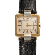 A RARE GENTLEMAN'S SIZE 18K SOLID YELLOW & WHITE GOLD JAEGER LECOULTRE WRIST WATCH CIRCA 1937 WITH