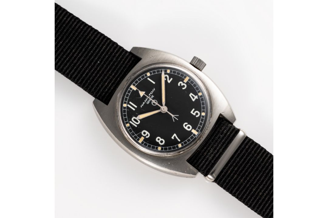 A GENTLEMAN'S STAINLESS STEEL BRITISH MILITARY HAMILTON RAF WRIST WATCH DATED 1974, WITH TRITIUM " - Image 3 of 7