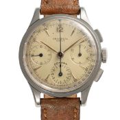 A GENTLEMAN'S SIZE STAINLESS STEEL UNIVERSAL GENEVE COMPAX CHRONOGRAPH WRIST WATCH CIRCA 1956,