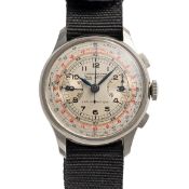 A GENTLEMAN'S SIZE STAINLESS STEEL ZAIS CHRONOGRAPH WRIST WATCH CIRCA 1950, REF. 2480 SPILLMAN